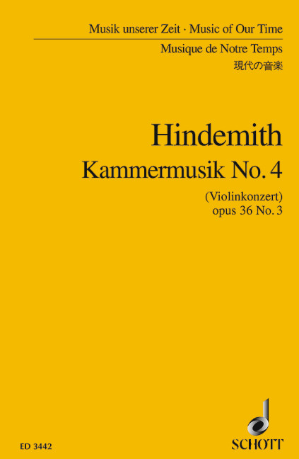 Kammermusik Nr. 4 op. 36/3  für Solo-Violine und grösseres Kammerorchester  Studienpartitur