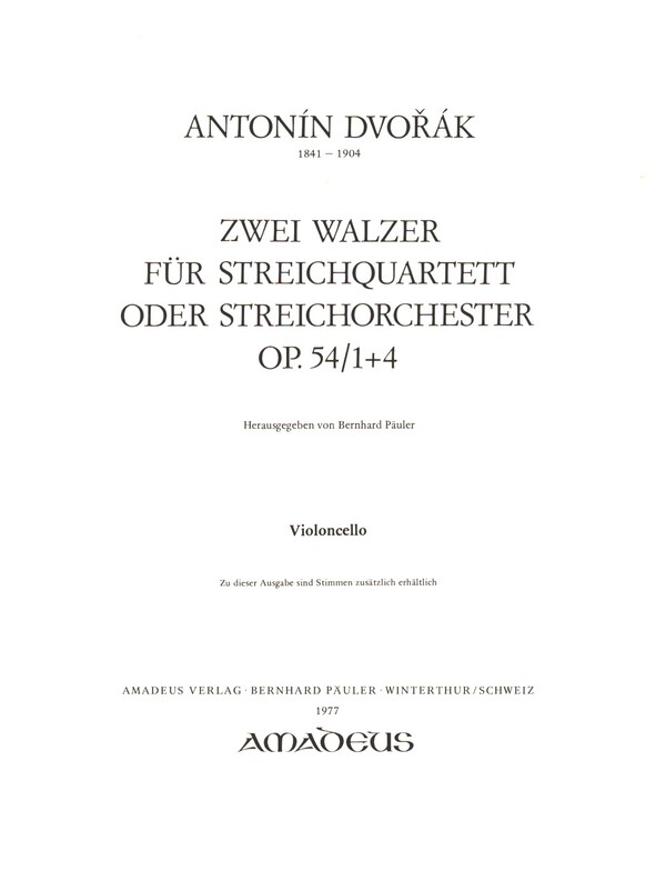 2 Walzer aus op.54  für Streichorchester  Violoncello