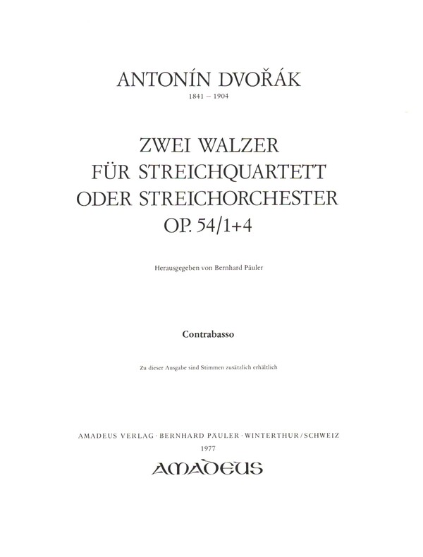 2 Walzer aus op.54  für Streichorchester  Kontrabass