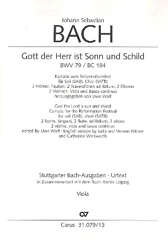 Gott der Herr ist Sonn und Schild&nbsp;&nbsp;Kantate Nr.79 BWV79&nbsp;&nbsp;Viola