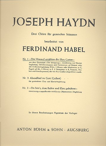 Die Himmel erzählen die Ehre Gottes  für Chor und Orchester  Klavierauszug (dt)