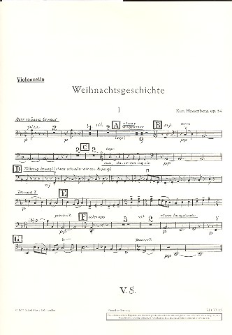 Weihnachtsgeschichte op. 54&nbsp;&nbsp;für gemischten Chor (SATB) mit Soli (STB) und Streichorchester, Flöte &nbsp;&nbsp;Einzelstimme - Violoncello