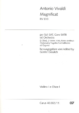 Magnificat RV610 (2 Fassungen)&nbsp;&nbsp;für Soli (SAT), Chor und Orchester&nbsp;&nbsp;Violine 1 / Oboe 1