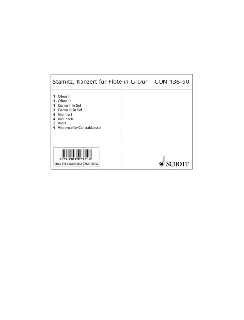 Konzert G-Dur op.29&nbsp;&nbsp;für Flöte und Orchester&nbsp;&nbsp;Stimmensatz