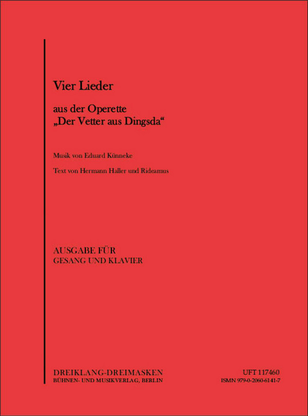 Der Vetter aus Dingsda Album mit  4 Liedern aus der Operette für  Gesang und Klavier