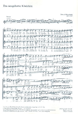 Das neugeborene Kindelein BuxWV13&nbsp;&nbsp;für gem Chor, 3 Violinen und Bc&nbsp;&nbsp;Chorpartitur