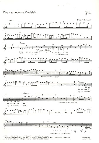 Das neugeborene Kindelein BUXWV13&nbsp;&nbsp;für gem Chor, 3 Violinen und Bc&nbsp;&nbsp;Violine 1
