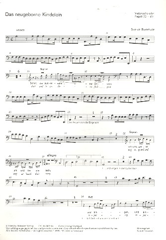 Das neugeborene Kindelein BUXWV13&nbsp;&nbsp;für gem Chor, 3 Violinen und Bc&nbsp;&nbsp;Violoncello