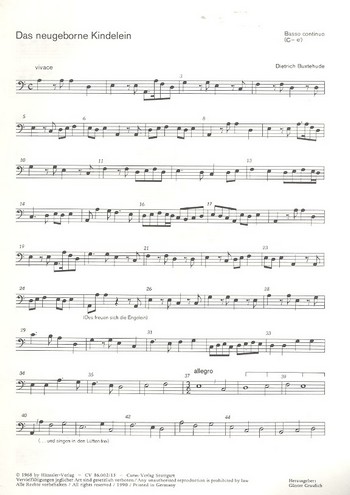 Das neugeborene Kindelein BUXWV13&nbsp;&nbsp;für gem Chor, 3 Violinen und Bc&nbsp;&nbsp;VC/KB