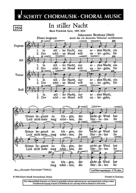 In stiller Nacht&nbsp;&nbsp;für gemischten Chor (SATB)&nbsp;&nbsp;Chorpartitur