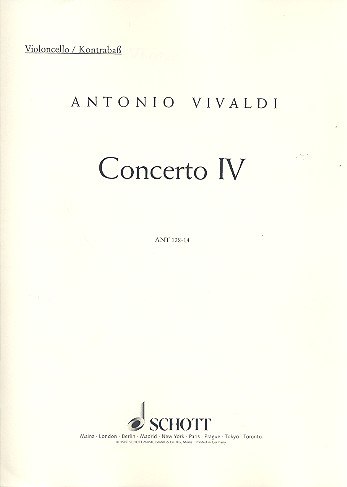 Concerto Nr. 4 G-Dur op. 10/4 RV 435/PV 104&nbsp;&nbsp;für Flöte (Alt-Blockflöte), Streichorchester und Basso continuo&nbsp;&nbsp;Einzelstimme - Violoncello/Kontrabass