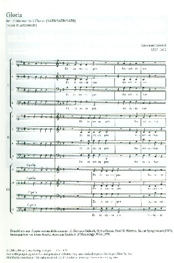 Gloria für 3 vierstimmige&nbsp;&nbsp;Chöre a cappella&nbsp;&nbsp;Partitur