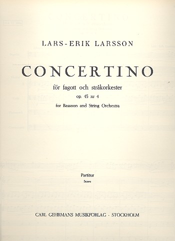 Concertino op.45,4 for bassoon  and string orchestra  score