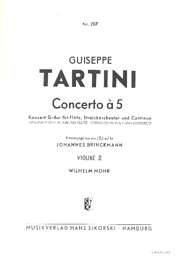 Konzert à 5 G-Dur&nbsp;&nbsp;für Flöte, streicher und Bc&nbsp;&nbsp;Violine 2