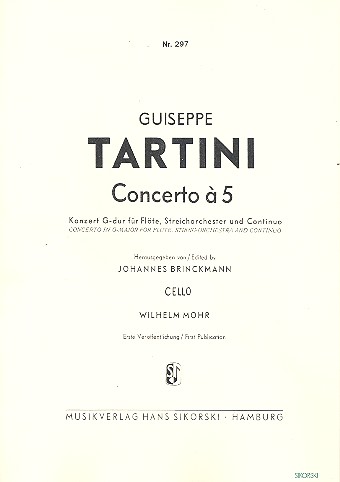 Konzert à 5 G-Dur&nbsp;&nbsp;für Flöte, Streicher und Bc&nbsp;&nbsp;Cello / Bass