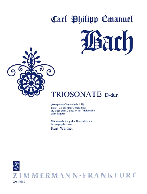 Triosonate D-Dur Wq151  für Flöte, Violine und Bc  