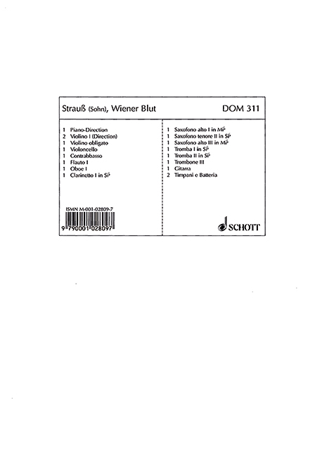Wiener Blut op.354&nbsp;&nbsp;für Salonorchester&nbsp;&nbsp;