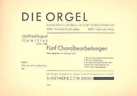 5 Choralbearbeitungen  für Orgel (pedaliter)  