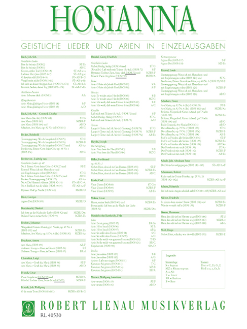 Panis angelicus  und   Tochter Zion  für mittlere Stimme und Klavier  