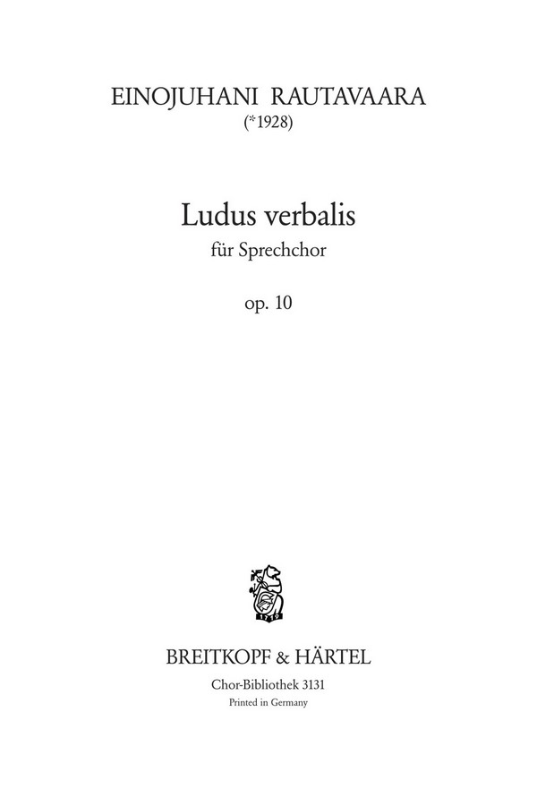 Ludus verbalis op.10 für  für Sprechchor  Chorpartitur