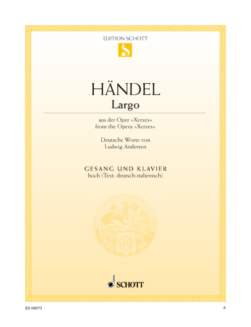 Largo aus Xerxes (G-Dur)&nbsp;&nbsp;für hohe Singstimme und Klavier&nbsp;&nbsp;