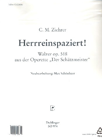 Hereinspaziert op.518: Walzer&nbsp;&nbsp;für Salonorchester&nbsp;&nbsp;Stimmensatz