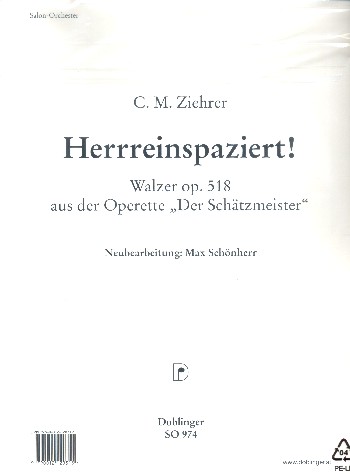 Hereinspaziert op.518: Walzer  für Salonorchester  Stimmensatz