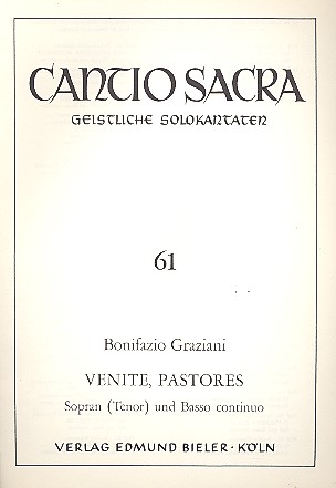 Venite, pastores   für Sopran (Tenor) und Bc  