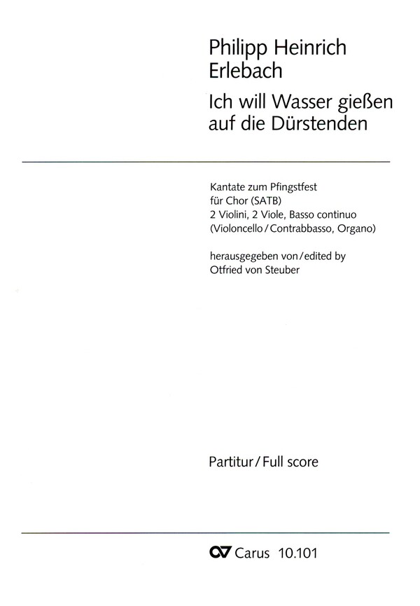 Ich will Wasser giessen auf die  Dürstenden für Gem Chor und Strei-  cher