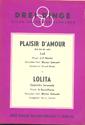 Plaisir d'amour  und  Lolita:  für Salonorchester  