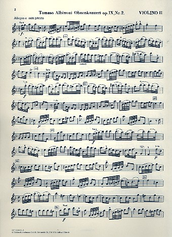 Concerto à cinque d-Moll op.9,2&nbsp;&nbsp;für Oboe, Streicher und Bc&nbsp;&nbsp;Violine 2