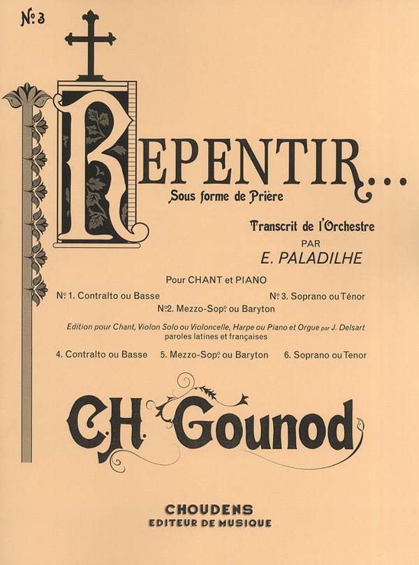Repentir pour soprano ou tenor&nbsp;&nbsp;et piano&nbsp;&nbsp;
