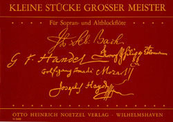 Kleine Stücke grosser Meister&nbsp;&nbsp;für 2 Blockflöten (SA)&nbsp;&nbsp;Spielpartitur