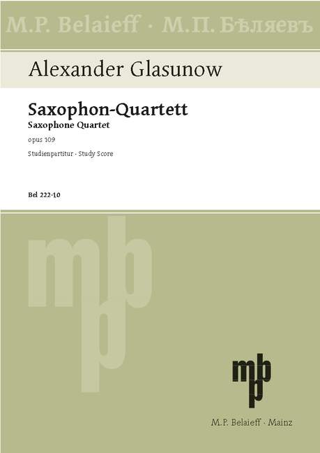 Quartett op.109&nbsp;&nbsp;für 4 Saxophone&nbsp;&nbsp;Studienpartitur