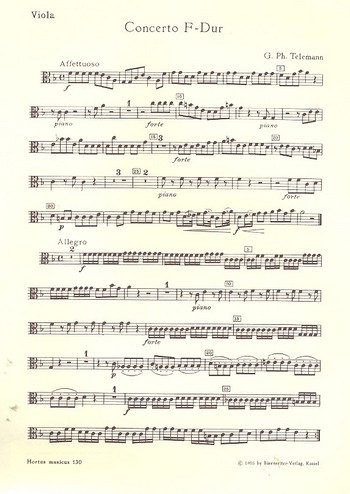 Konzert F-Dur für Blockflöte&nbsp;&nbsp;und Streicher&nbsp;&nbsp;Viola