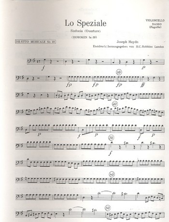 Lo speziale Hob.Ia:10&nbsp;&nbsp;Violoncello/Kontrabass/Fagott&nbsp;&nbsp;