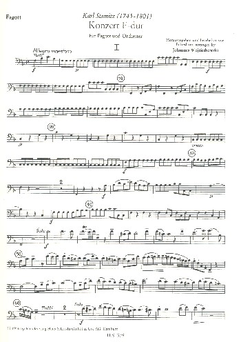 Konzert F-Dur&nbsp;&nbsp;für Fagott und Orchester&nbsp;&nbsp;Fagott solo