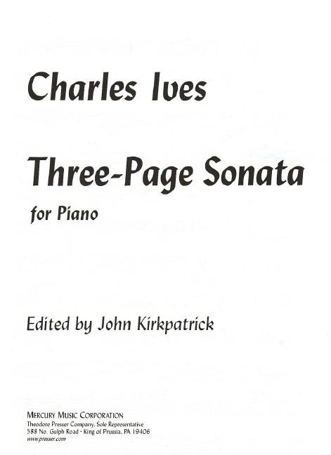 Three-Page Sonata&nbsp;&nbsp;for piano&nbsp;&nbsp;