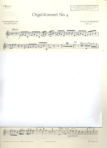 Konzert F-Dur op.4,4&nbsp;&nbsp;für Orgel und Orchester&nbsp;&nbsp;Oboe 1