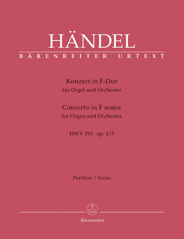 Konzert F-Dur op.4,5&nbsp;&nbsp;für Orgel und Orchester&nbsp;&nbsp;Partitur