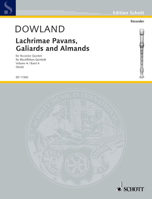 Lachrimae Pavans, Galiards and Almands vol.4&nbsp;&nbsp;for 5 recorders&nbsp;&nbsp;score