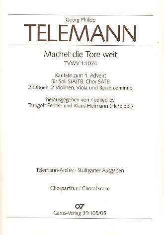 Machet die Tore weit &nbsp;&nbsp;für Soli (SATB), Chor und Orchester&nbsp;&nbsp;Chorpartitur