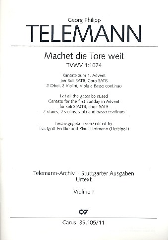 Machet die Tore weit für Soli (SATB),&nbsp;&nbsp;Chor und Orchester&nbsp;&nbsp;Violine 1