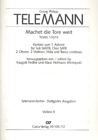 Machet die Tore weit für Soli (SATB),&nbsp;&nbsp;Chor und Orchester&nbsp;&nbsp;Violine 2