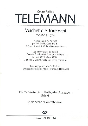 Machet die Tore weit für Soli (SATB),&nbsp;&nbsp;Chor und Orchester&nbsp;&nbsp;Cello/Bass
