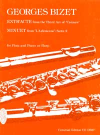 Entr'acte from the third Act of  Carmen for flute and piano or harp  