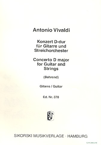 Konzert D-Dur R425&nbsp;&nbsp;für Gitarre und Streichorchester&nbsp;&nbsp;Gitarre