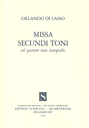 Missa secundi toni&nbsp;&nbsp;für gem Chor&nbsp;&nbsp;Partitur