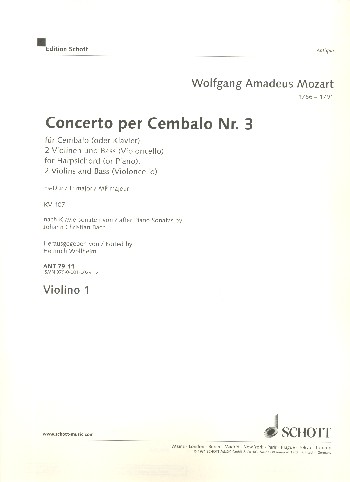 Concerto III Es-Dur KV 107&nbsp;&nbsp;für Cembalo (Klavier), 2 Violinen und Bass (Violoncello)&nbsp;&nbsp;Einzelstimme - Violine I