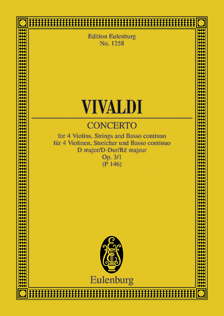 Concerto grosso D-Dur RV549  für 4 Violinen und Orchester  Studienpartitur
